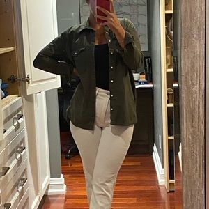 Army green structured cargo jacket